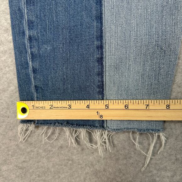 American Eagle Jeans WMNS 16L Blue Vintage Hi-Rise Two Tone Frayed Hem Festival - Picture 12 of 12